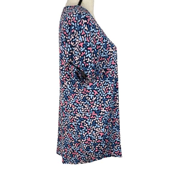 Lands’ End Medium (10-12) Top Floral Short Dolman Sleeves Stretch Scoop Neck - Picture 4 of 9